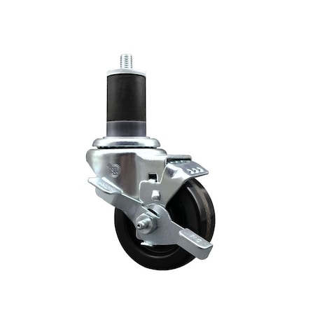 Service Caster 3'' Phenolic Swivel 1-5/8'' Expanding Stem Caster with Brake SCC-EX20S314-PHR-TLB-158